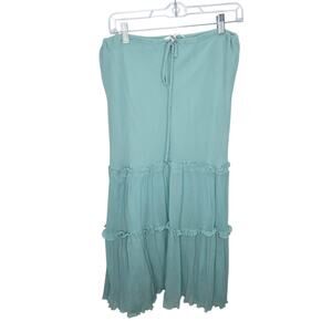 Diane Von Furstenberg Teal silk Long Ruffle Tiered Women's Skirt Size 10